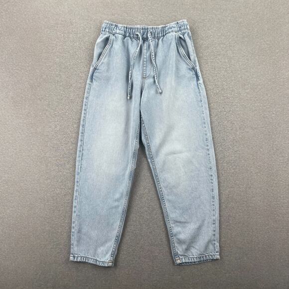 Pull & Bear Jeans Womens M Blue Slouchy Pull-On Light Wash Drawstring Waist - Picture 2 of 9